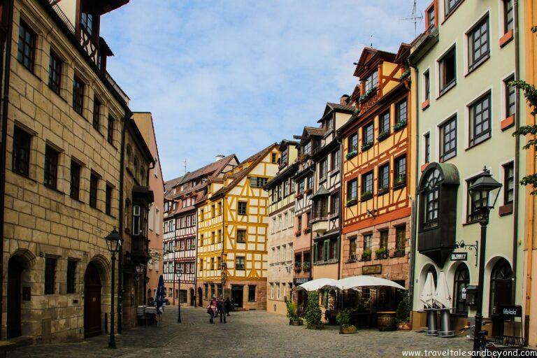 Medieval half-timbered houses and cobblestone streets of Nuremberg old town, Bavaria, Germany