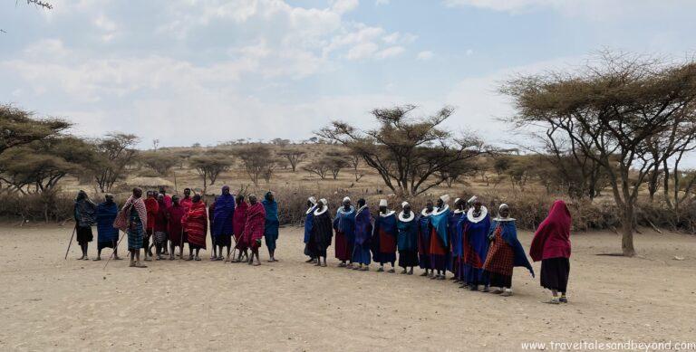 Masai tribe waiting to greet us