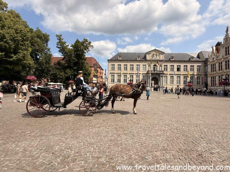 Horse cart in the market, Bruges, Belgium