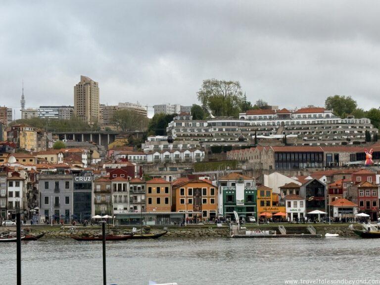 Colorful Ribeira district townhouses along the Douro River in Porto, Portugal