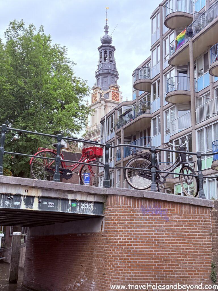 Amsterdam street scene - bikes and canals