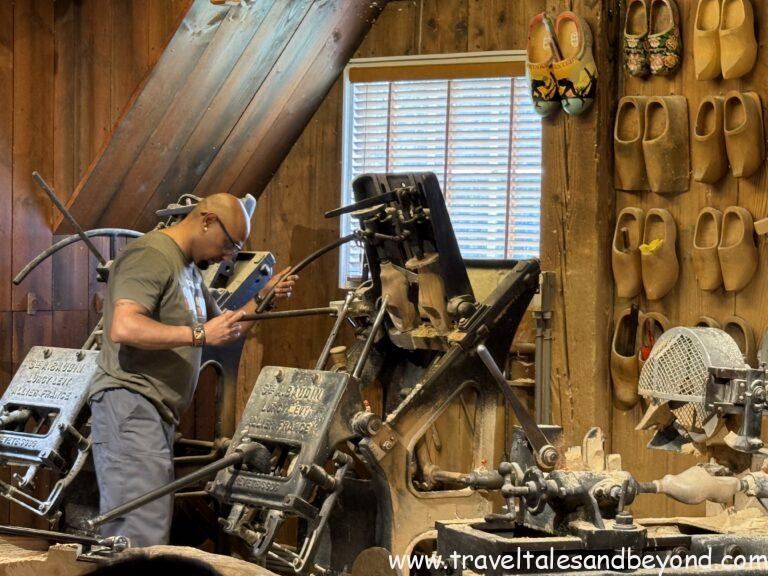 Watching traditional Dutch clogs being carved from a single piece of wood