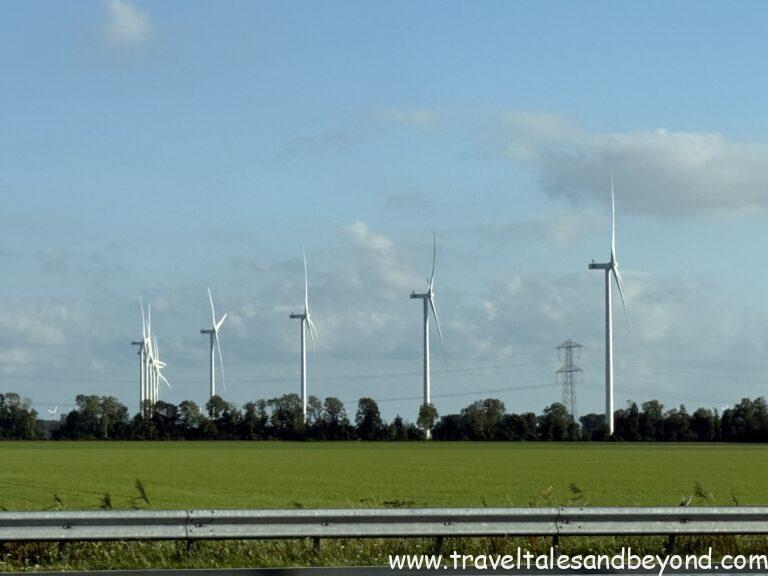 Driving through the Netherlands — the dykes stretch as far as the eye can see