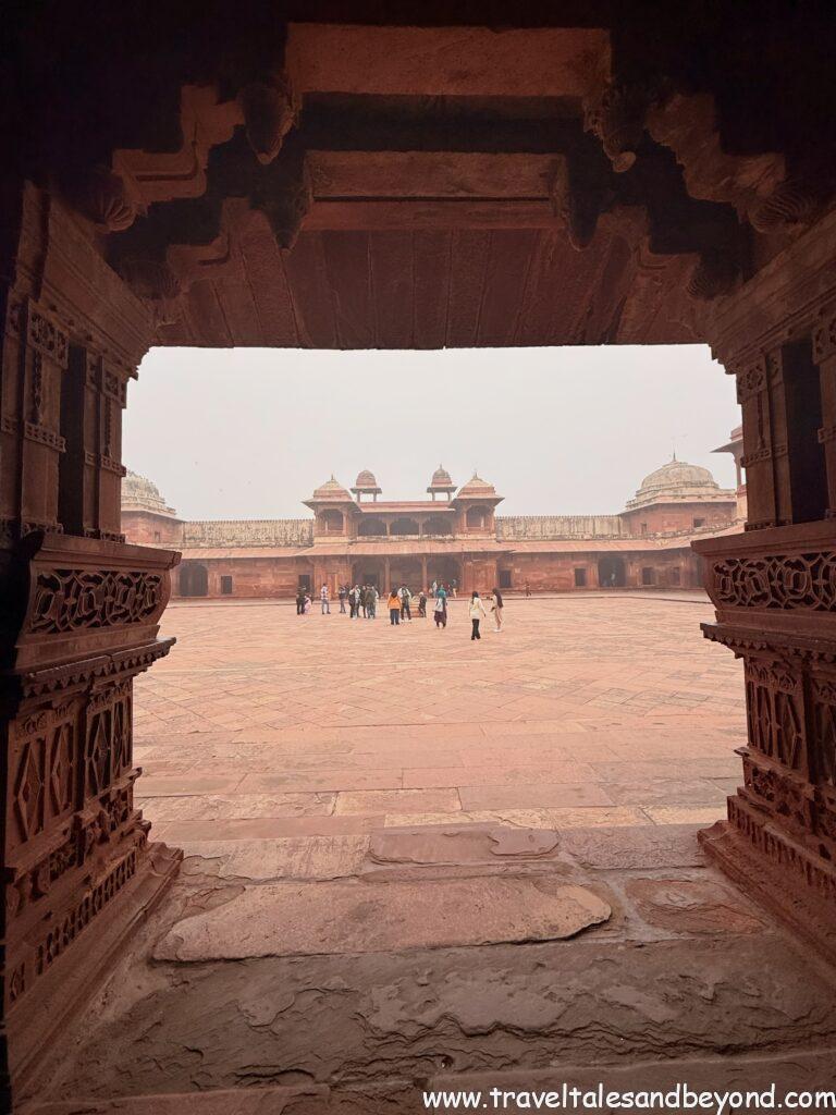 Courtyard of Jodha Bai's palace, Fatehpur Sikri, Agra, India
