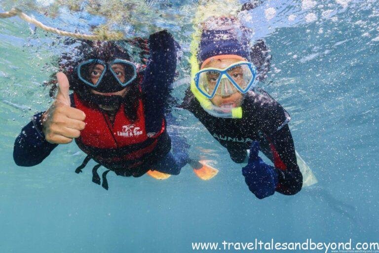 Snorkeling in Great Barrier Reef with my son