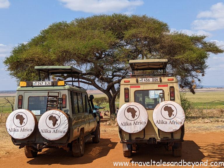 Safari jeep with pop-up roof for wildlife viewing in Tanzania — family safari vehicle