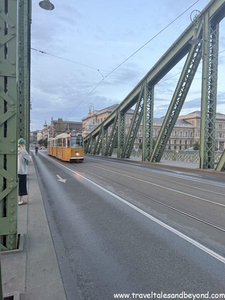 Trams on Liberty Bridge, Budapest