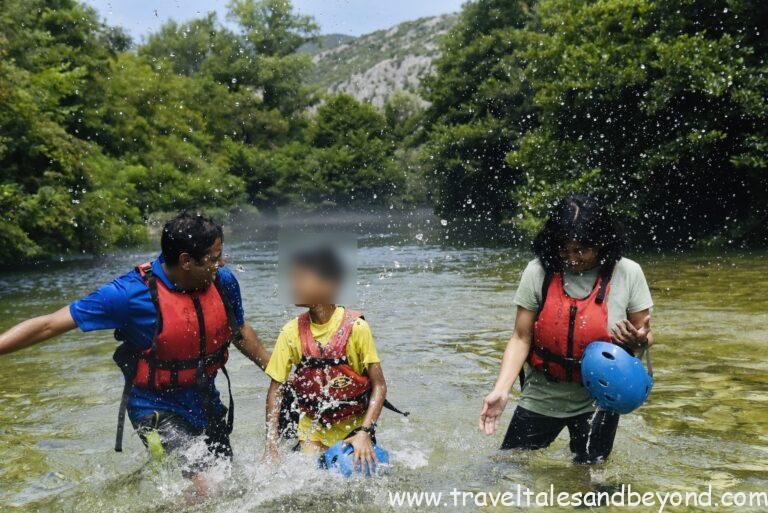 Shallow stretch of the Cetina River where rafts stop for photos